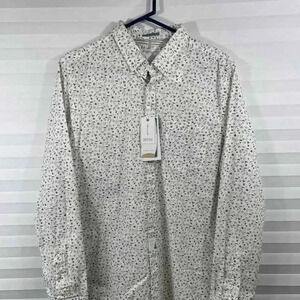 Denim & Flower Large Long Sleeve Button Down shirt New White Floral NWT